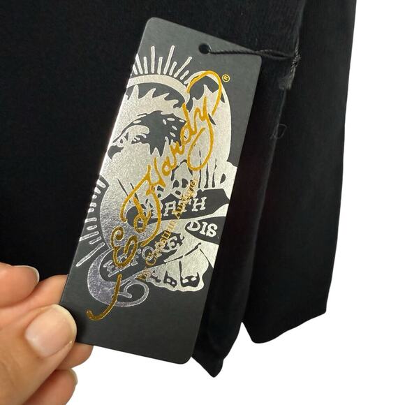 NWT Ed Hardy Wool Blend Tiger Rhinestone V-Neckline Sweater Black Men’s Size XXL - Picture 5 of 9